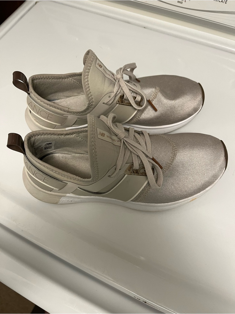 New Balance Women's Beige Metallic Lace-Up Sneakers